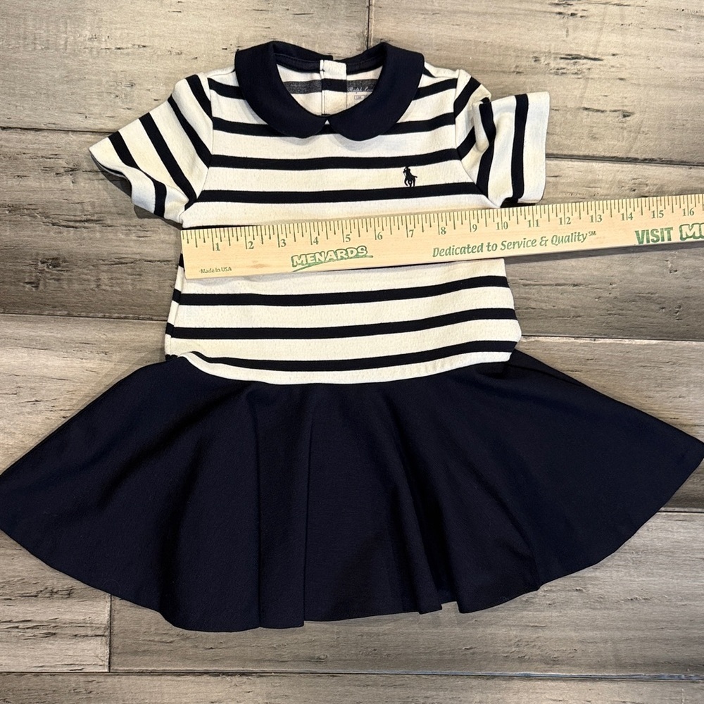Ralph Lauren Navy & White Striped Polo Dress with Peter Pan Collar - Picture 5 of 8